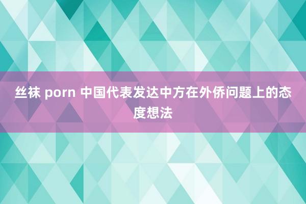 丝袜 porn 中国代表发达中方在外侨问题上的态度想法