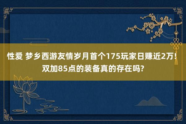 性爱 梦乡西游友情岁月首个175玩家日赚近2万! 双加85点的装备真的存在吗?
