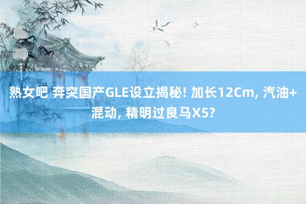 熟女吧 奔突国产GLE设立揭秘! 加长12Cm， 汽油+混动， 精明过良马X5?