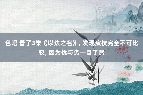 色吧 看了3集《以法之名》, 发现演技完全不可比较, 因为优与劣一目了然